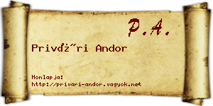 Privári Andor névjegykártya